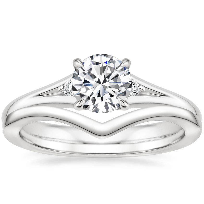 18K White Gold Lena Diamond Ring with Chevron Ring