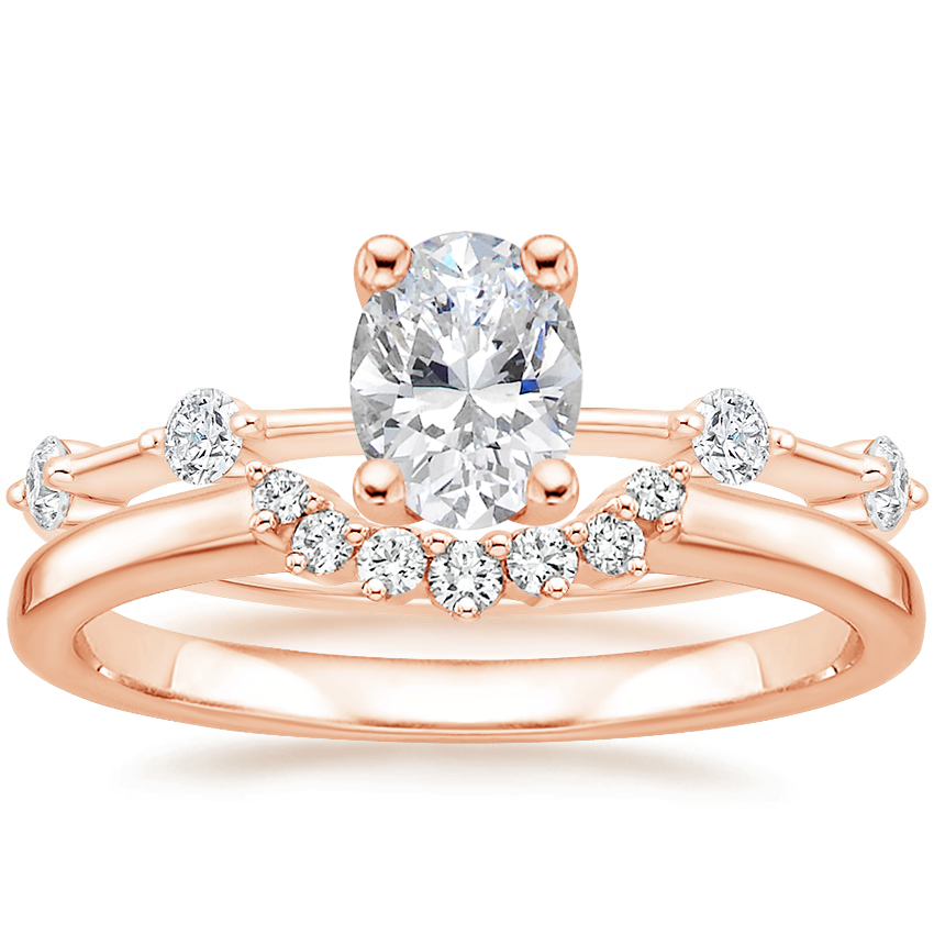 14K Rose Gold Aimee Diamond Ring with Crescent Diamond Ring | Brilliant ...