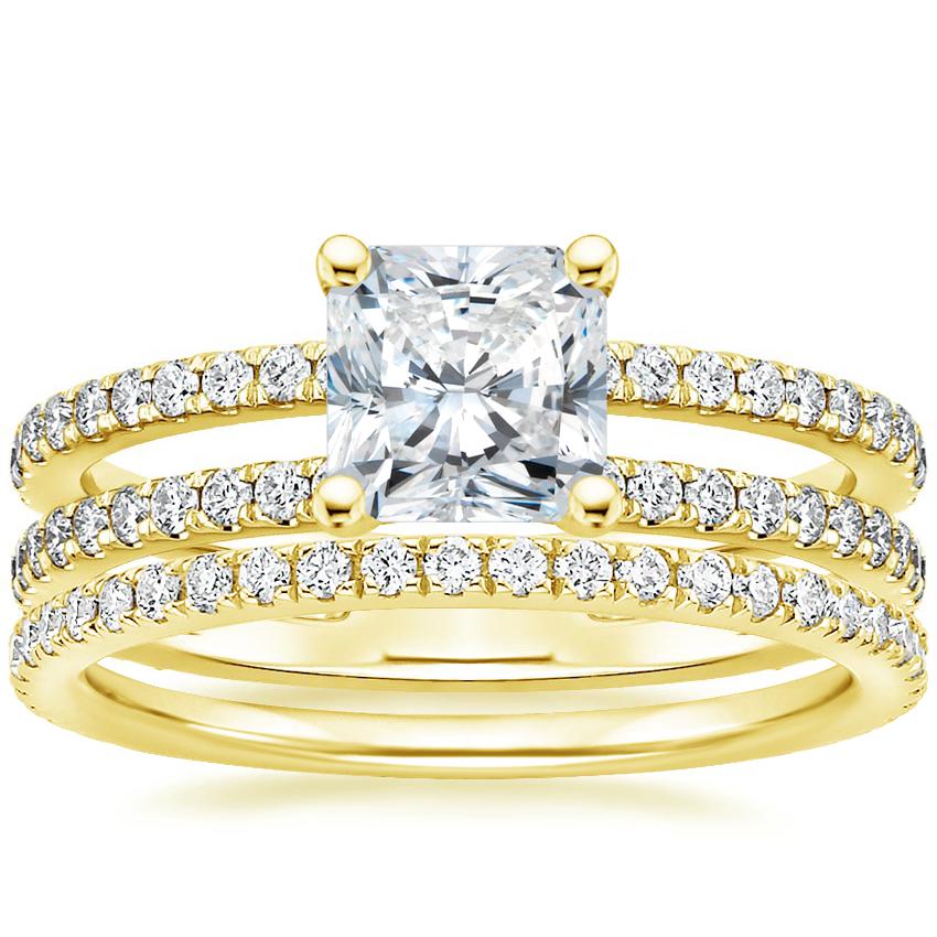 18K Yellow Gold Linnia Diamond Ring (1/2 ct. tw.) with Luxe Ballad Diamond Ring (1/4 ct. tw.)