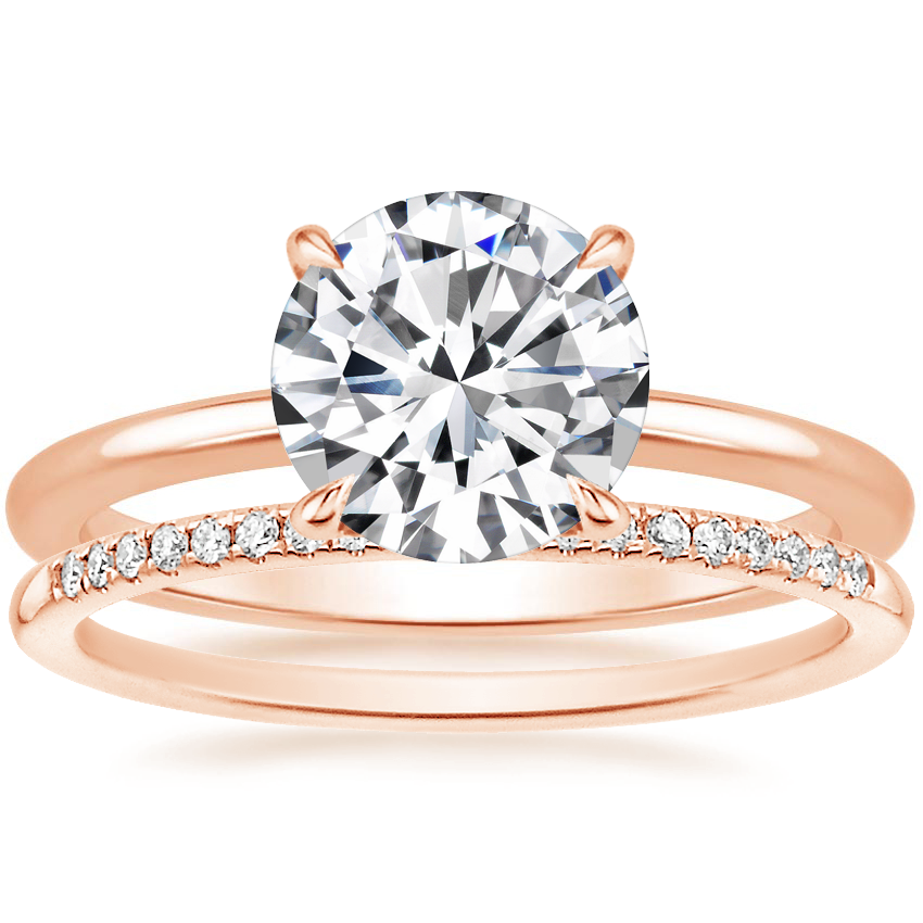 14K Rose Gold Secret Halo Diamond Ring with Whisper Diamond Ring (1/10 ct. tw.)
