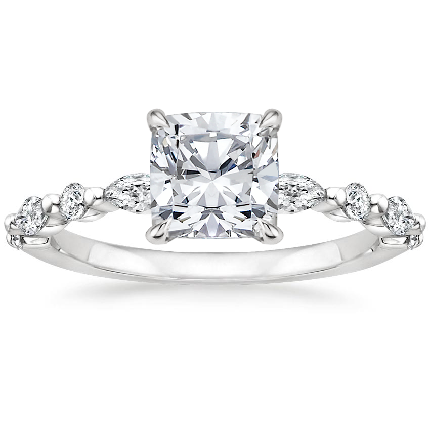 18K White Gold Versailles Hidden Halo Diamond Ring, large top view