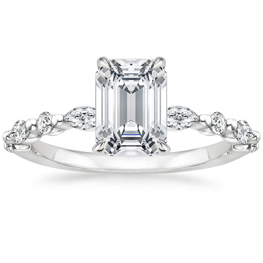 18K White Gold Versailles Hidden Halo Diamond Ring, large top view