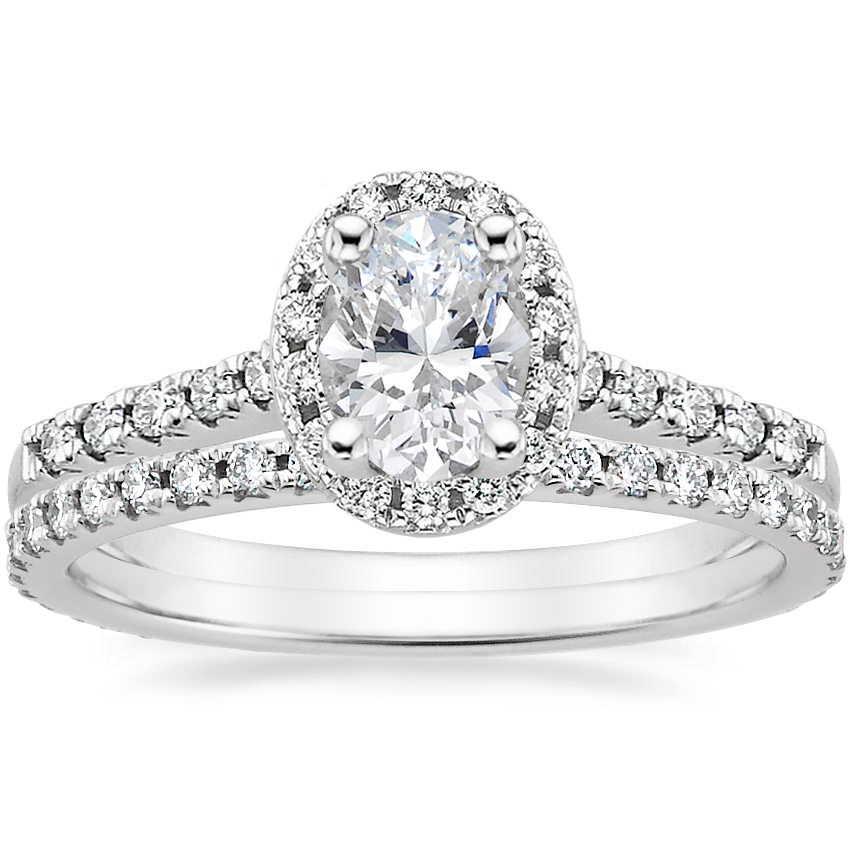 Platinum Odessa Diamond Ring (1/4 ct. tw.) with Sonora Eternity Diamond Ring (3/8 ct. tw.)