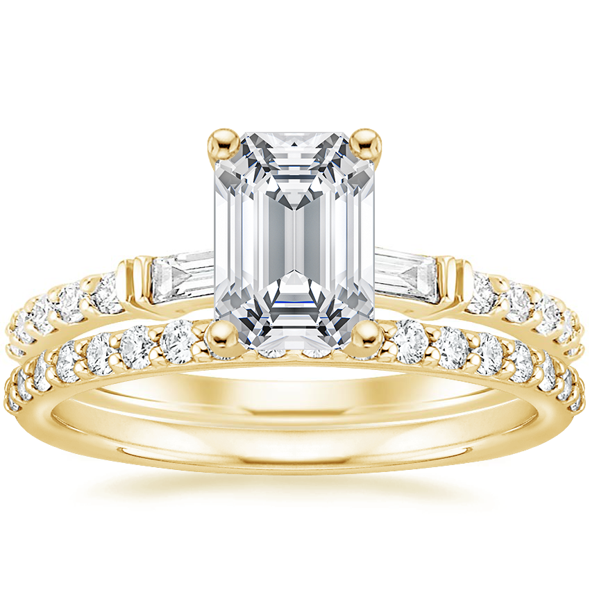 18K Yellow Gold Regency Diamond Ring with Petite Shared Prong Diamond Ring (1/4 ct. tw.)