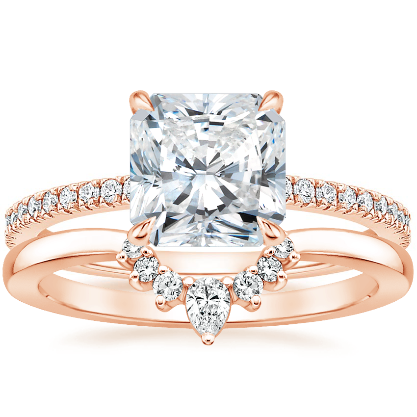 14K Rose Gold Viviana Diamond Ring (1/4 ct. tw.) with Lunette Diamond Ring