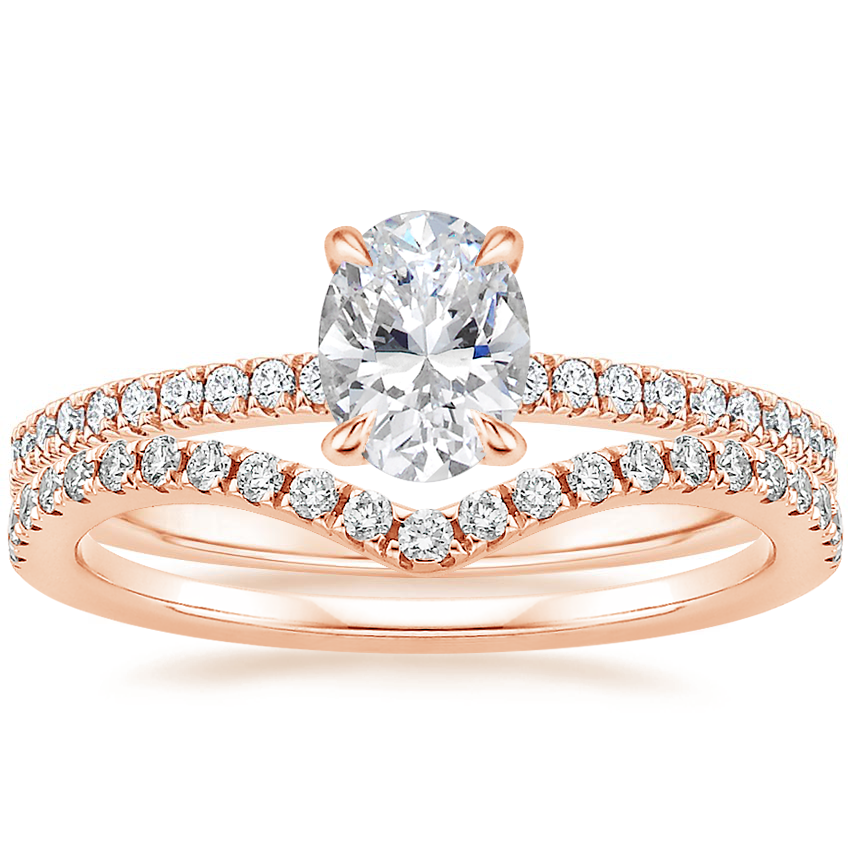14K Rose Gold Viviana Diamond Ring (1/4 ct. tw.) with Flair Diamond Ring (1/6 ct. tw.)