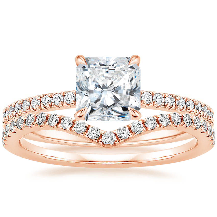14K Rose Gold Viviana Diamond Ring (1/4 ct. tw.) with Flair Diamond Ring (1/6 ct. tw.)