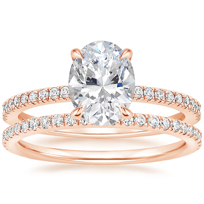 14K Rose Gold Viviana Diamond Ring (1/4 ct. tw.) with Luxe Ballad Diamond Ring (1/4 ct. tw.)
