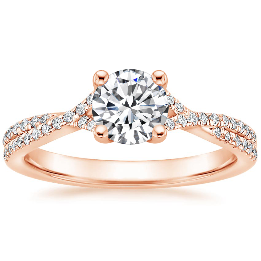 14K Rose Gold Serenity Diamond Ring, large top view