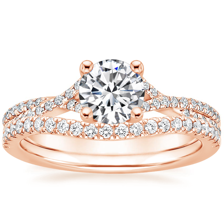 Platinum Serenity Diamond Ring with Curved Ballad Diamond Ring (1/6 ct ...