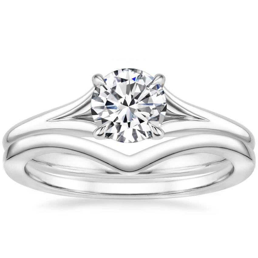 18K White Gold Reverie Ring with Chevron Ring