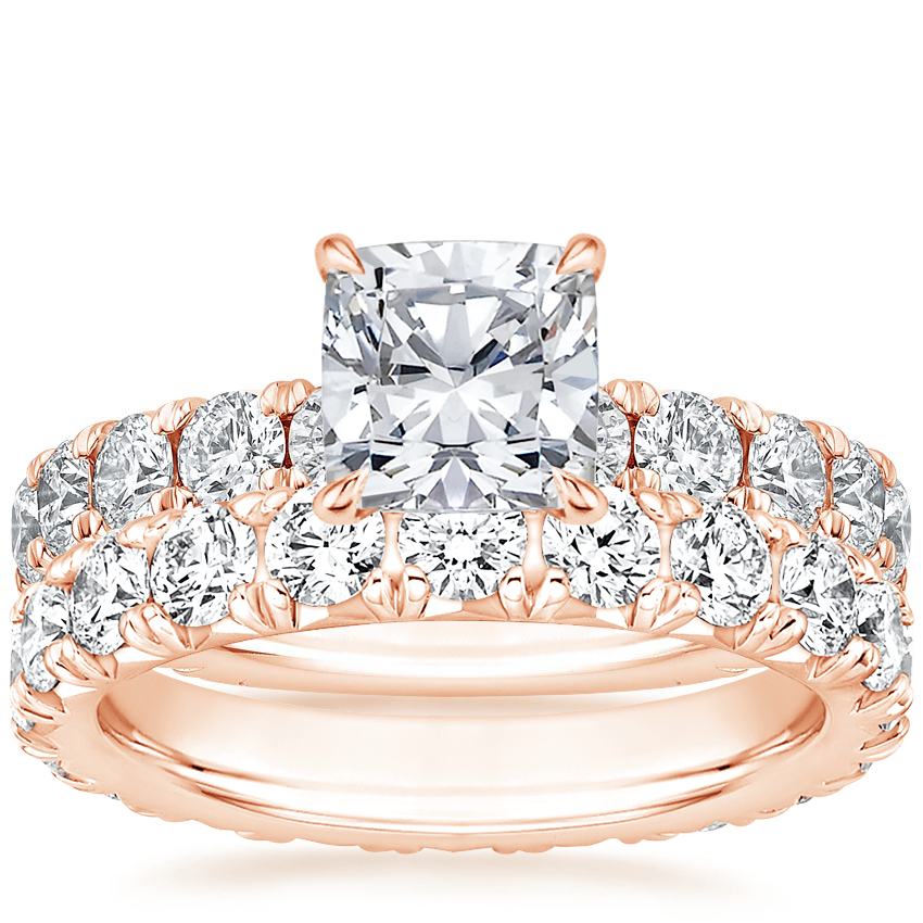 14K Rose Gold Luxe Ellora Diamond Ring with French Pavé Eternity Diamond Ring (2 ct. tw.)