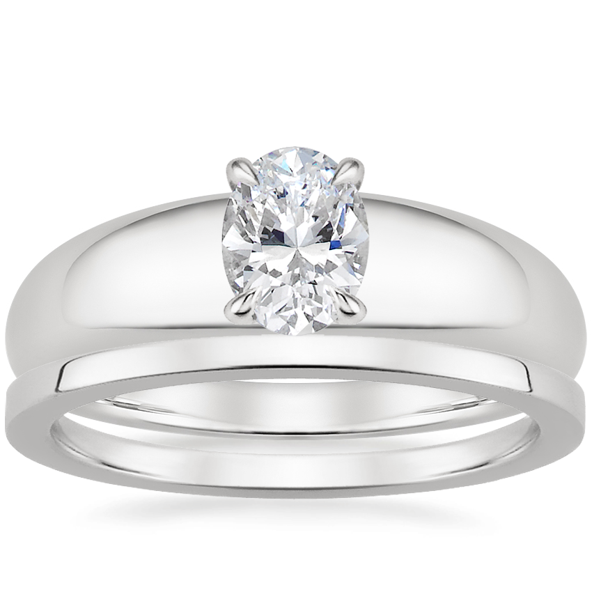 18K White Gold Adrian Ring with Petite Quattro Wedding Ring