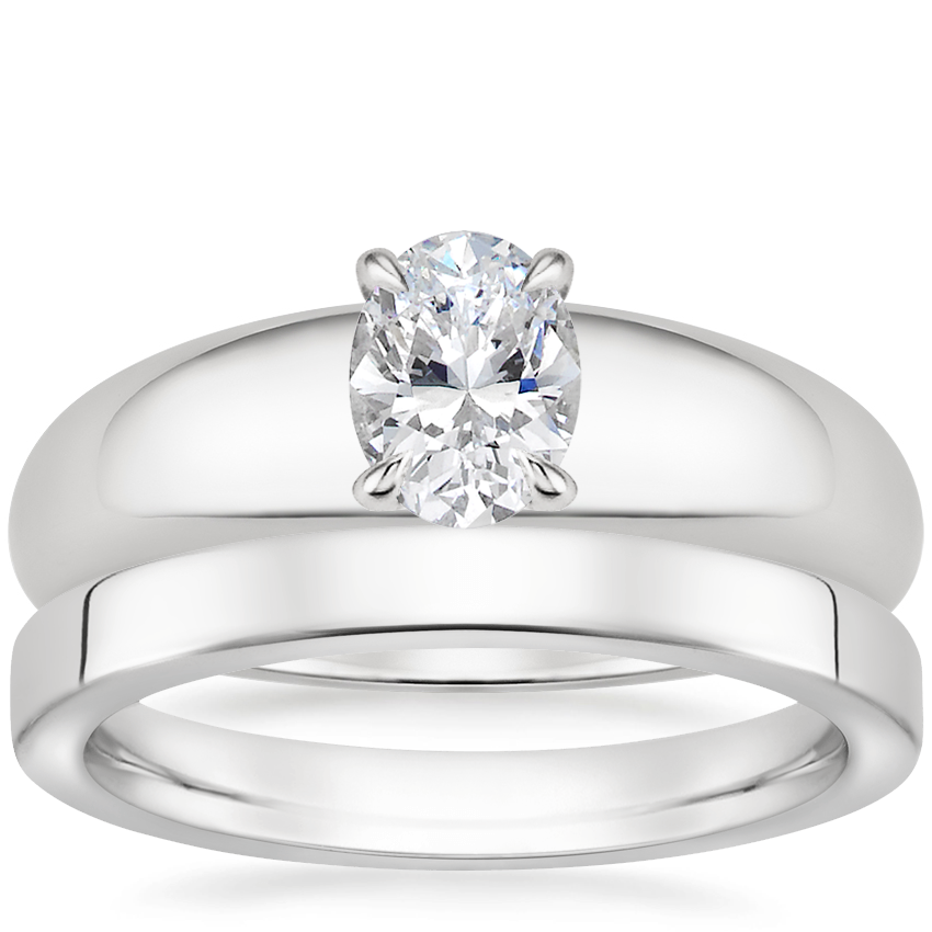 18K White Gold Adrian Ring with 2.5mm Soft Edge Quattro Wedding Ring