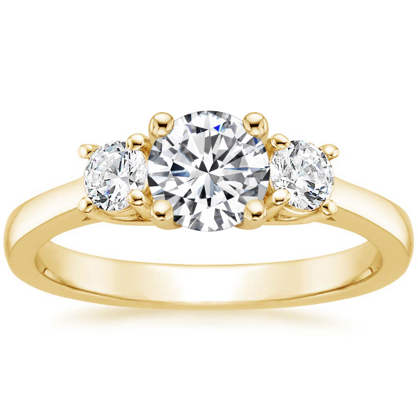 18K Yellow Gold Petite Three Stone Trellis Diamond Ring (1/3 ct. tw.), large top view