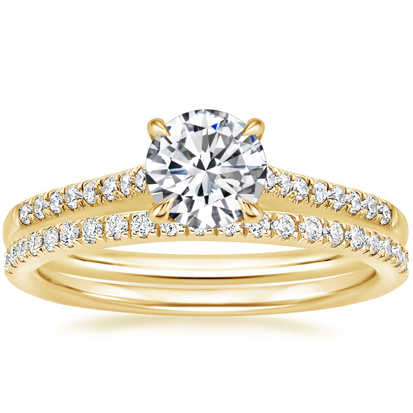 18K Yellow Gold Lissome Diamond Ring (1/10 ct. tw.) with Ballad Diamond Ring (1/6 ct. tw.)
