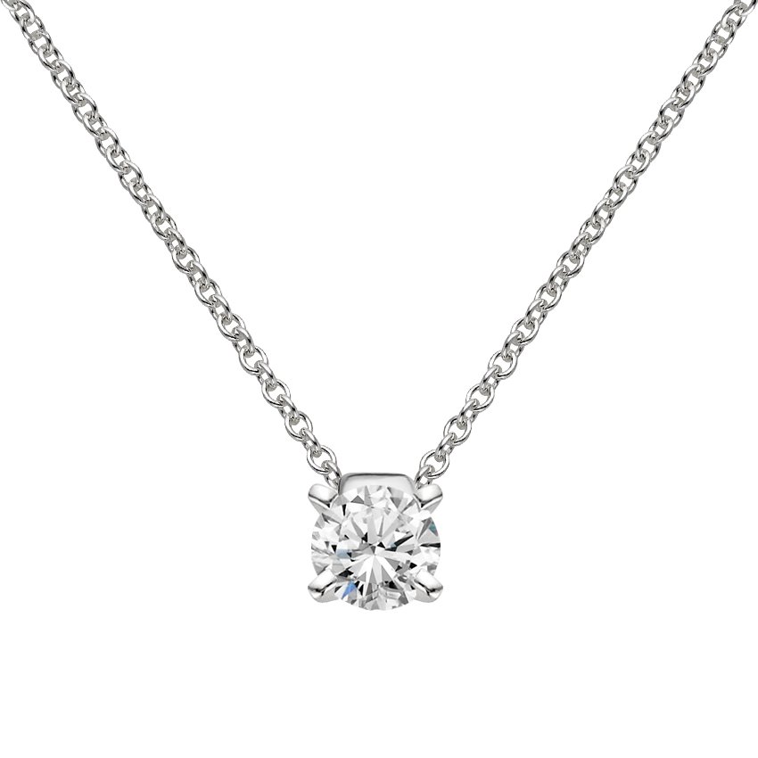 Floating Solitaire Pendant in 18K White Gold | Brilliant Earth