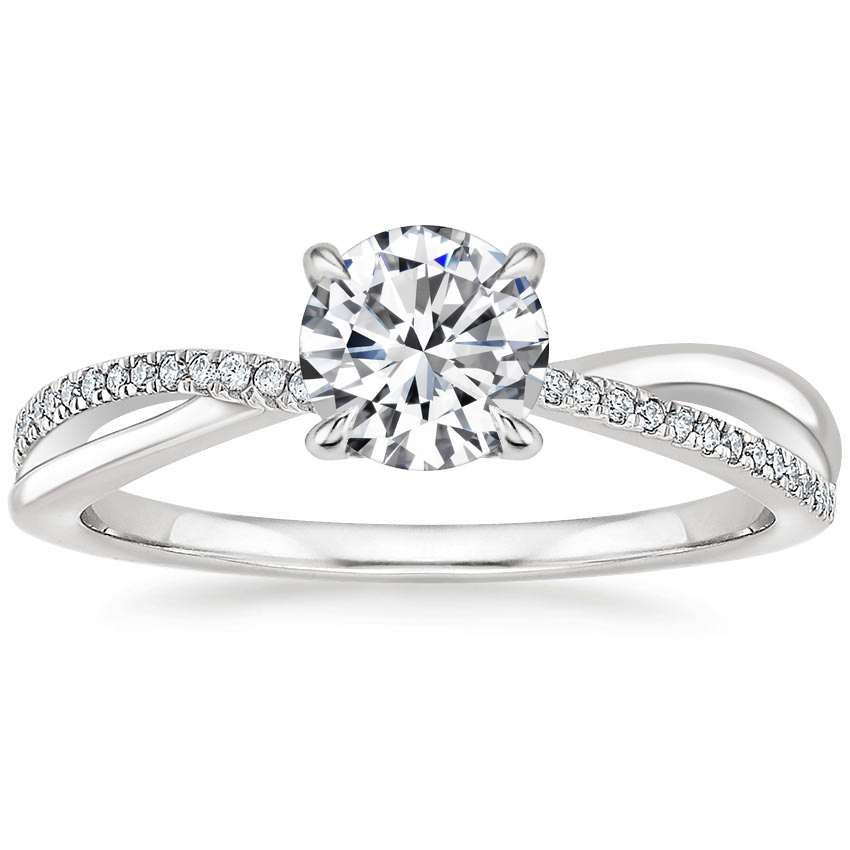 Round Twisting Diamond Accented Engagement Ring 