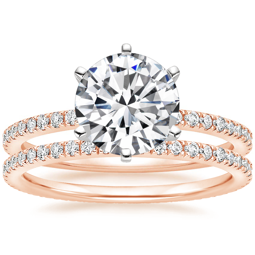 14K Rose Gold Six Prong Luxe Ballad Diamond Ring with Ballad Eternity Diamond Ring (1/3 ct. tw.)