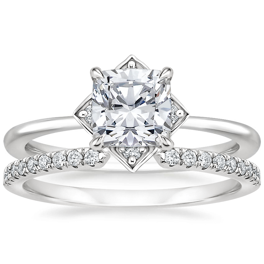 Platinum Gardenia Diamond Ring with Sia Diamond Ring (1/8 ct. tw.)