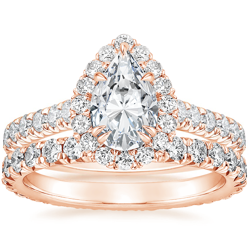 14K Rose Gold Sienna Halo Diamond Ring with Sienna Eternity Diamond Ring (7/8 ct. tw.)