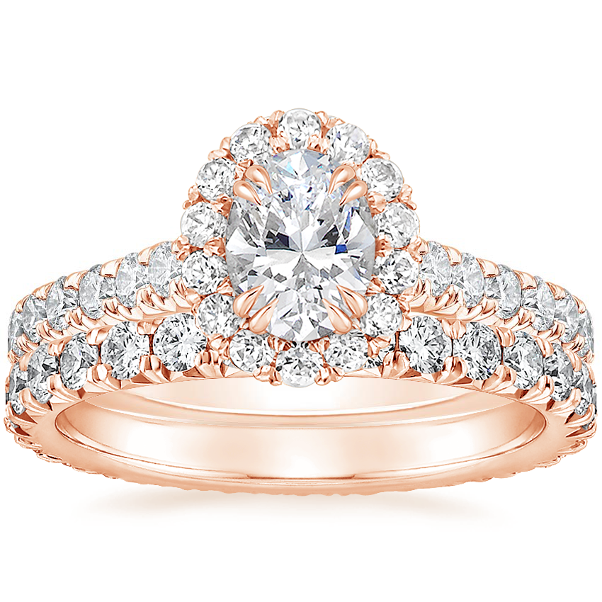 14K Rose Gold Sienna Halo Diamond Ring with Sienna Eternity Diamond Ring (7/8 ct. tw.)