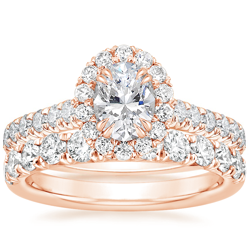 14K Rose Gold Sienna Halo Diamond Ring with Anthology Diamond Ring (2/3 ct. tw.)