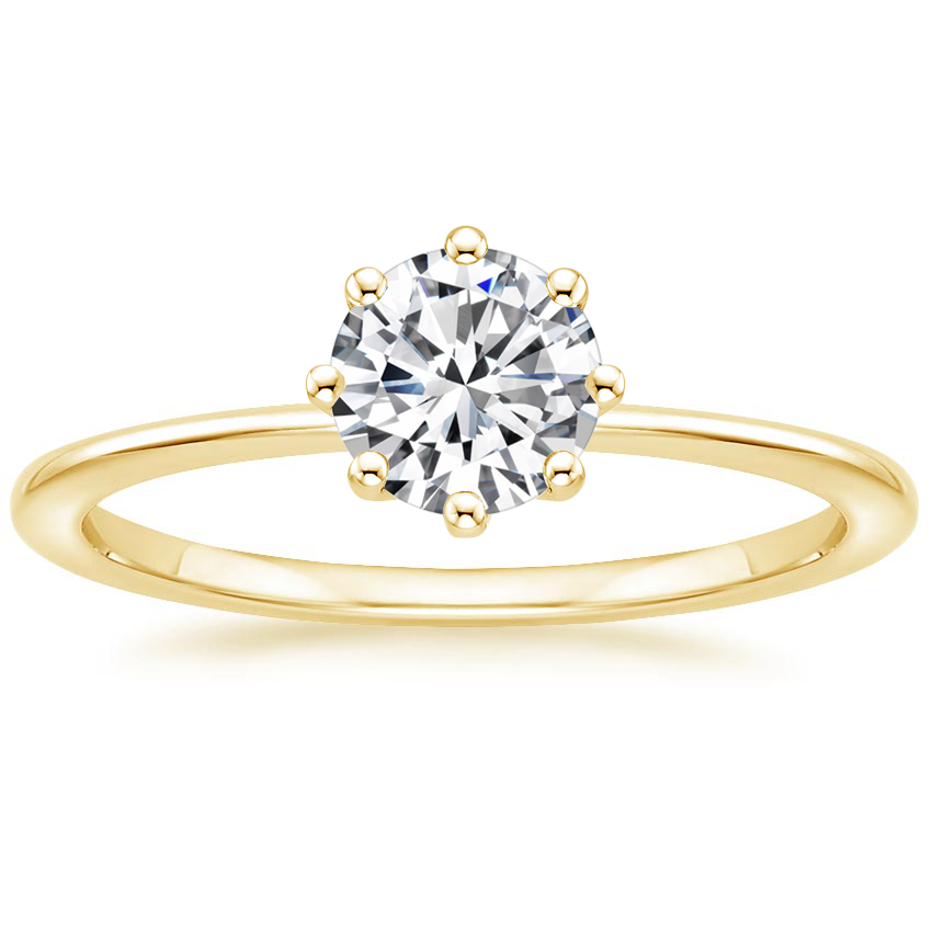 18K Yellow Gold Eight Prong Petite Elodie Ring, large top view