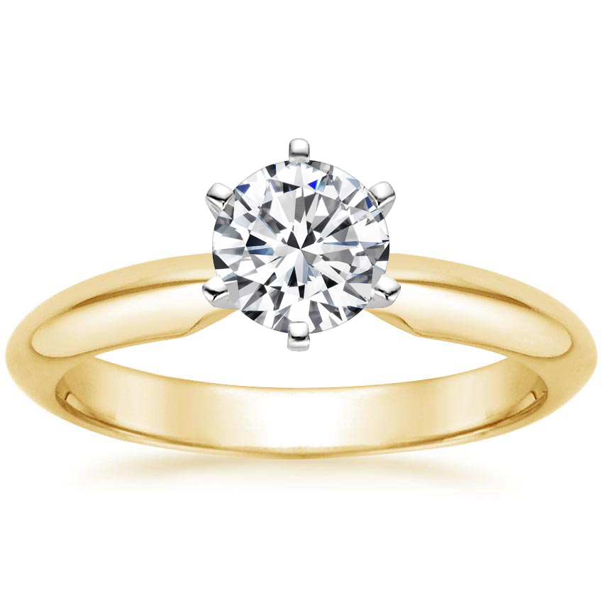 18K Yellow Gold Classic Six-Prong Solitaire Ring, large top view