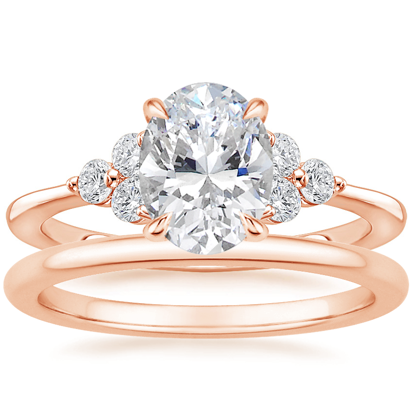 14K Rose Gold Luxe Melody Diamond Ring (1/5 ct. tw.) with Petite Comfort Fit Wedding Ring