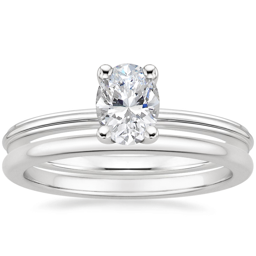18K White Gold Freya Ring with Petite Comfort Fit Wedding Ring