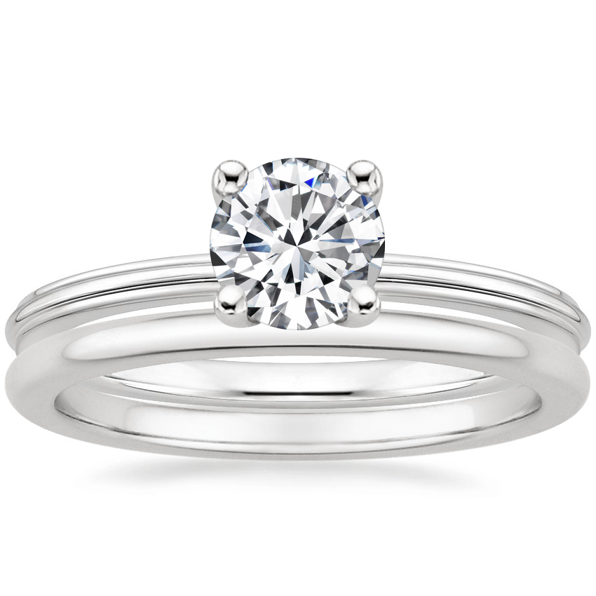 Platinum Freya Ring with Petite Comfort Fit Wedding Ring