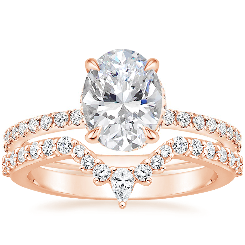 14K Rose Gold Arctica Diamond Ring with Luxe Lunette Diamond Ring (1/3 ct. tw.)