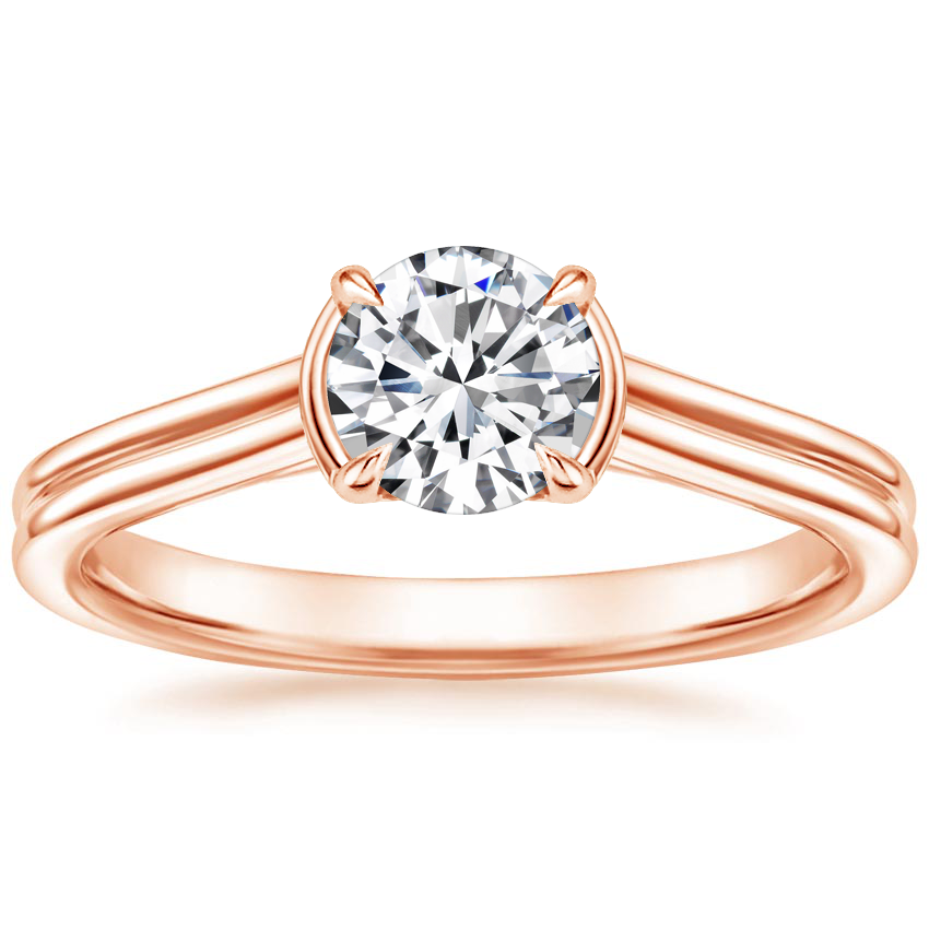 Round 14K Rose Gold Jade Trau Alure Solitaire Ring