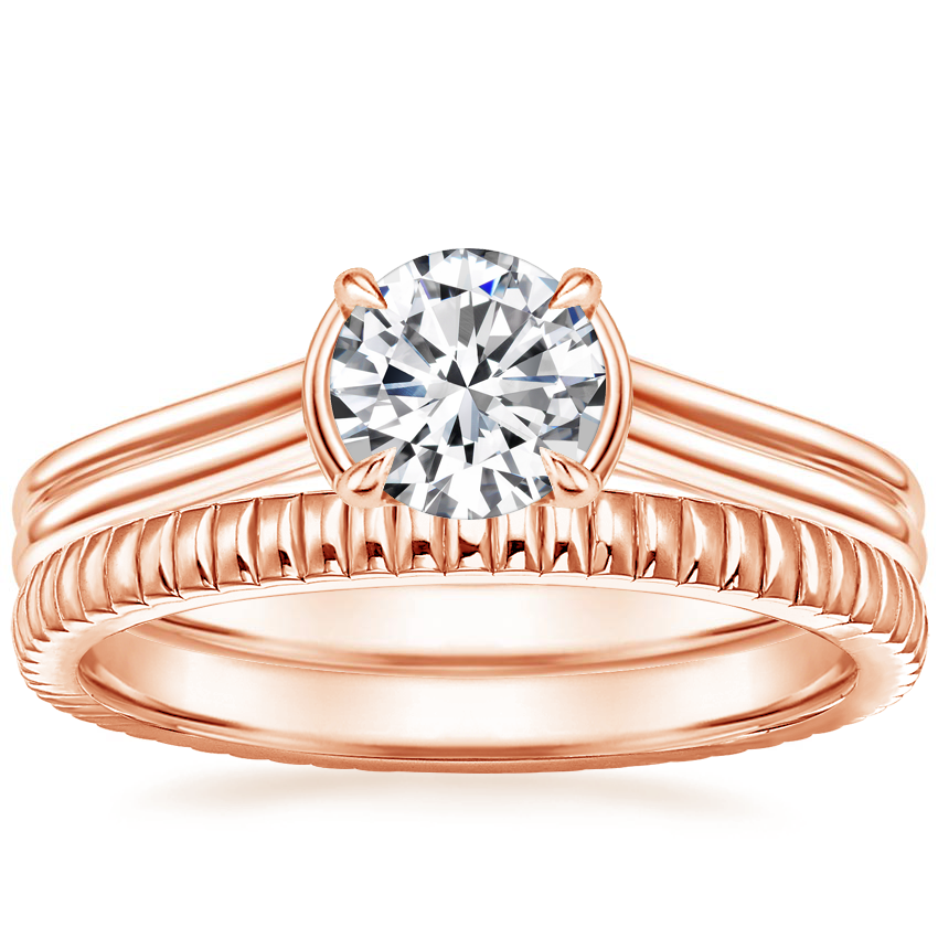14K Rose Gold Jade Trau Alure Solitaire Ring with Jade Trau Esthética Ring