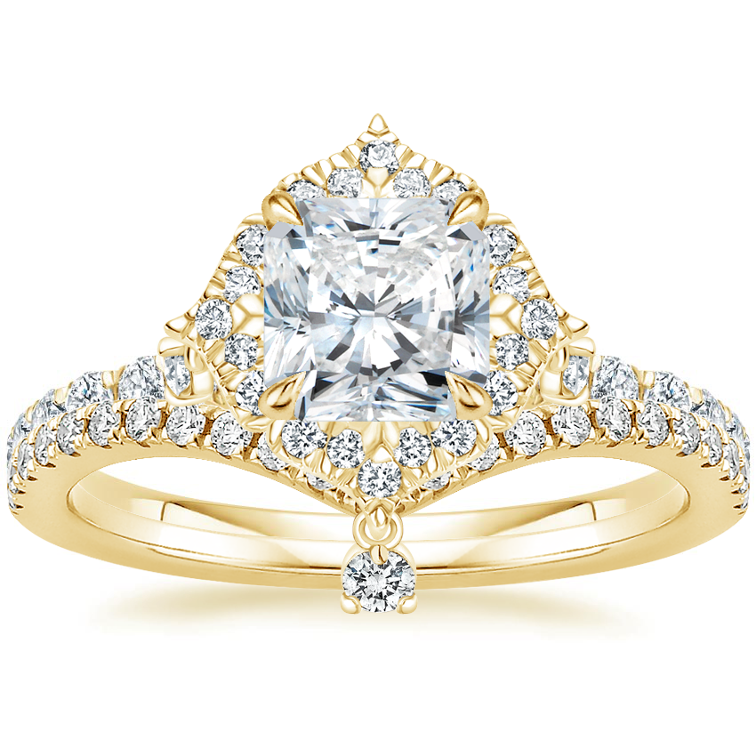 18K Yellow Gold Summer Rain Diamond Ring (3/4 ct. tw.) with Flair Diamond Ring (1/6 ct. tw.)