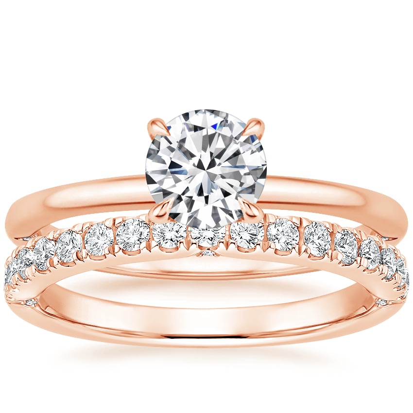 14K Rose Gold Petite Heritage Diamond Ring with Luxe Heritage Diamond Ring (1/3 ct. tw.)