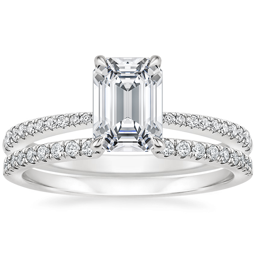 Platinum Elena Diamond Ring with Sia Diamond Open Ring (1/8 ct. tw.)