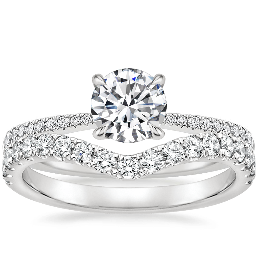 Platinum Elena Diamond Ring with Luxe Flair Diamond Ring (1/3 ct. tw.)