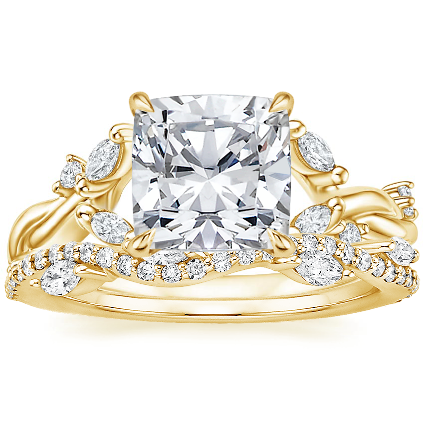 18K Yellow Gold Azalea Twist Diamond Ring with Luxe Winding Willow Diamond Ring (1/4 ct. tw.)