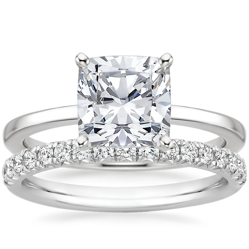 18K White Gold Petite Quattro Ring with Amelie Diamond Ring (1/3 ct. tw.)