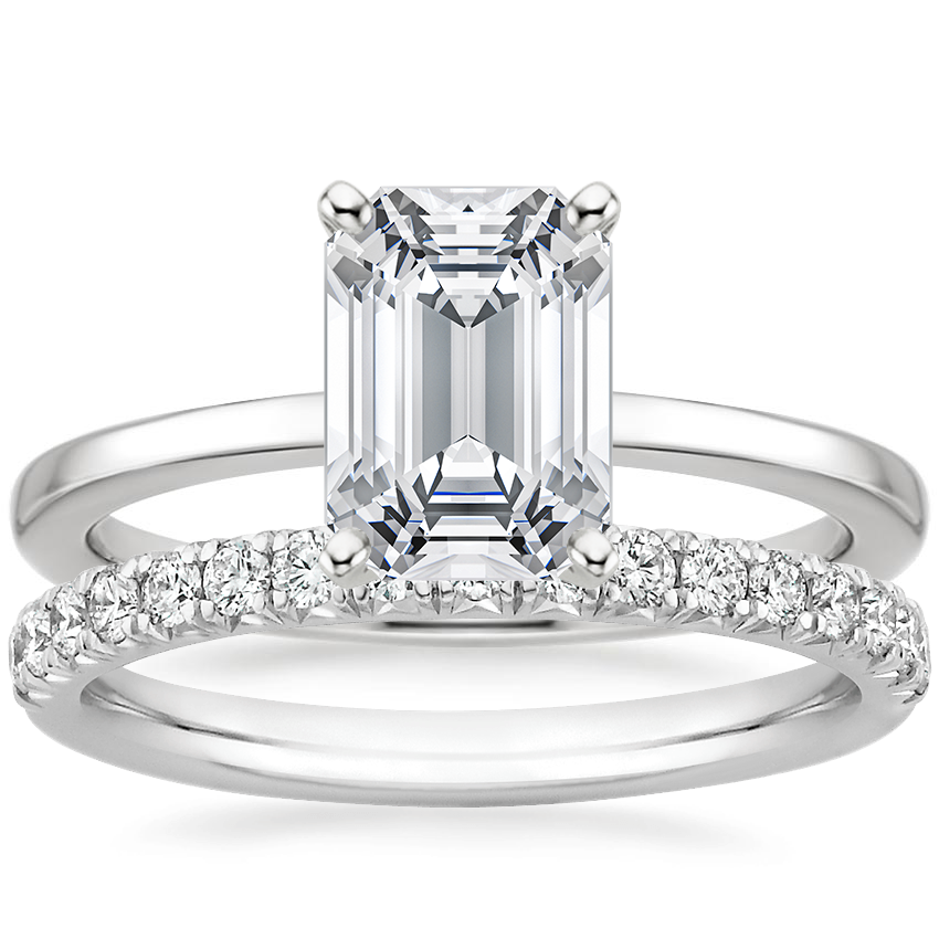 18K White Gold Petite Quattro Ring with Amelie Diamond Ring (1/3 ct. tw.)