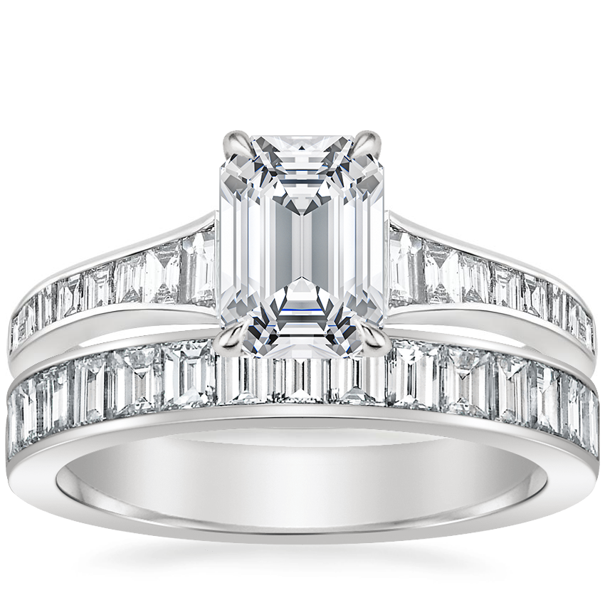 18K White Gold Amalfi Diamond Ring with Channel Set Baguette Diamond Ring (1 ct. tw.)