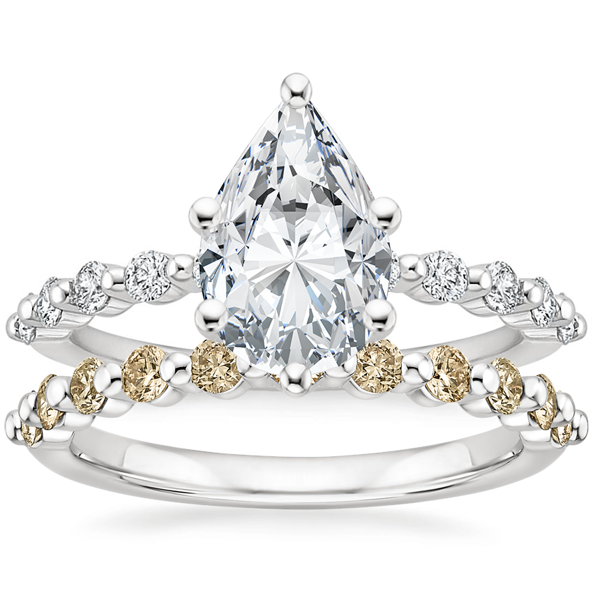 Platinum Marseille Diamond Ring (1/4 ct. tw.) with Marseille Champagne Diamond Ring (1/3 ct. tw.)