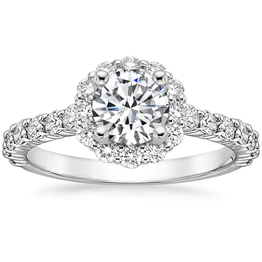 18K White Gold Luxe Lotus Flower Halo Diamond Ring (3/4 ct. tw.), large top view