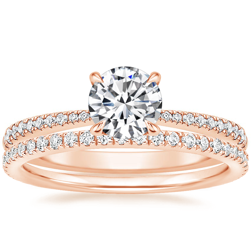 14K Rose Gold Elena Diamond Ring with Luxe Ballad Diamond Ring (1/4 ct. tw.)