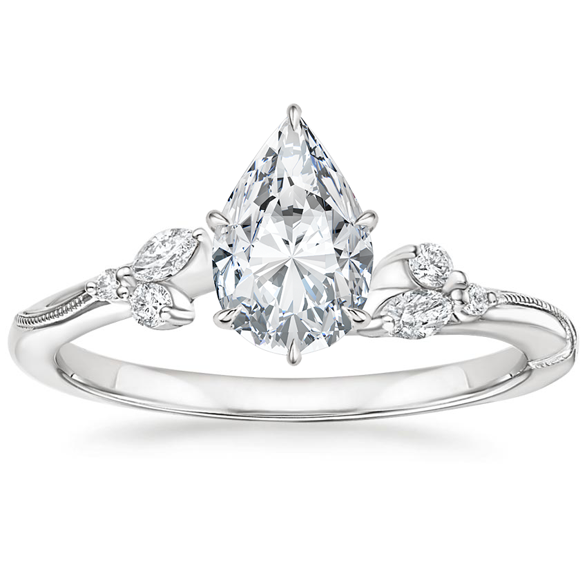 Pear Floral Milgrain Diamond Ring 