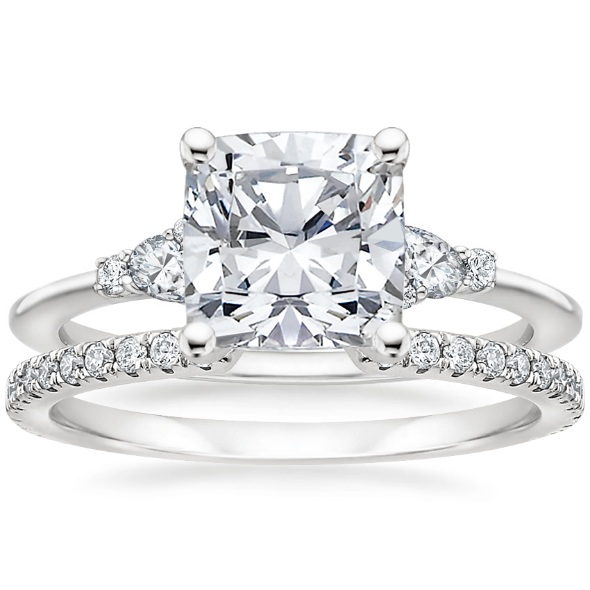 18K White Gold Leighton Asymmetrical Diamond Ring with Luxe Sia Diamond Open Ring (1/5 ct. tw.)