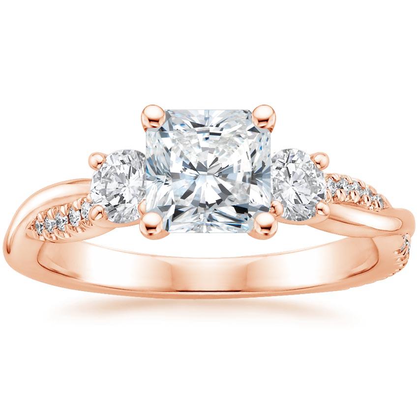14K Rose Gold Petite Twisted Vine Three Stone Diamond Ring (2/5 ct. tw.), large top view