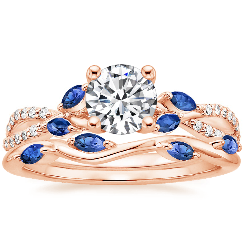 18K White Gold Luxe Willow Sapphire and Diamond Ring (1/8 ct. tw.) with ...